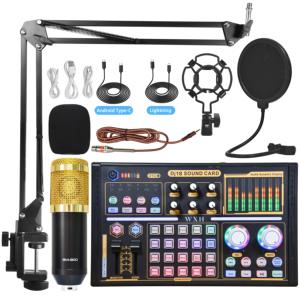 BM 800 Professional DJ18 Juego de tarjeta de sonido inalámbrica con pantalla LED Micrófono de condensador de estudio portátil Karaoke Podcast Grabación - Product Image 3