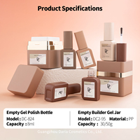 Flacon vide de vernis à ongles de luxe 8 ml, pot de gel de construction 30g 50g avec anneau doré, emballage de gel à ongles écologique et réutilisable