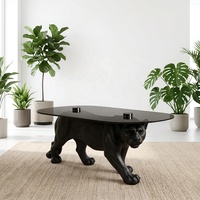 Sculpture de table unique en résine, motif léopard, art animal réaliste pour les espaces de vie