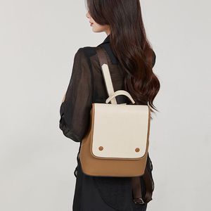 Colorblock leather <b>backpack</b>, <b>simple</b> and stylish everyday style - Product Image 4