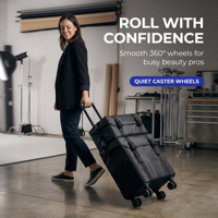OBOX Outil de salon de coiffure professionnel Oxford Case Trolley Trousse de maquillage Valise de grande capacité Fermeture éclair Cordon de serrage Étanche