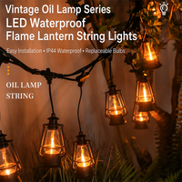 Guirlande lumineuse LED vintage à effet de flamme, lanterne de camping rétro pour extérieur, étanche IP44, décorations féeriques pour tente et jardin