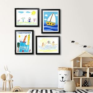 Cadre photo mural A4 pliable moderne pour enfants, en MDF noir, avec verre incassable, pour photos verticales, protection UV - Product Image 5