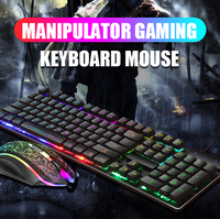 Ensemble clavier et souris RGB noir, touches transparentes, souris de jeu lumineuse 4D