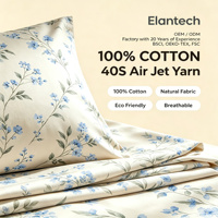 Ensemble de couette en coton Air Jet Yarn, linge de lit en coton imprimé 40S 200TC, ensemble de literie en coton 100% comprenant drap, housse de couette et couette