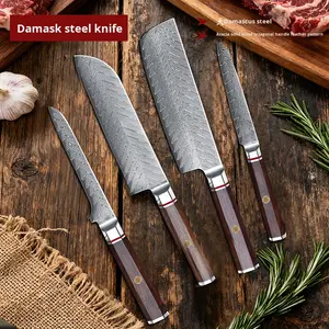 Juego de Cuchillos de Cocina Profesionales de Alta Calidad con Mango de Madera de Palisandro, Logotipo Personalizado, Juego de Cuchillos de Cocina Japoneses de Acero de Damasco - Product Image 3