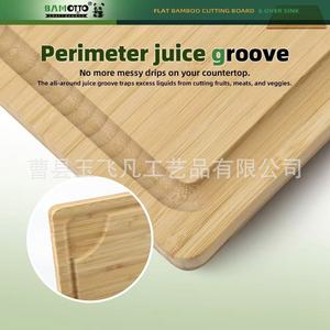 Tabla de cortar de bambú 61x45.7x1.9cm, rectangular, de madera maciza, para preparación de alimentos - Product Image 4