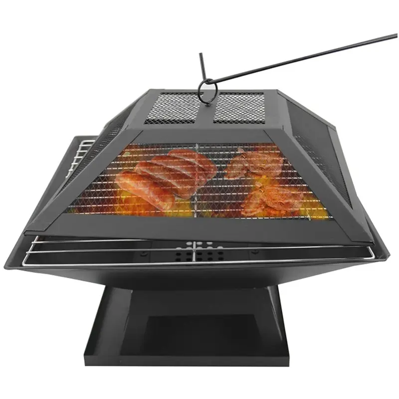BBQ Grill Fire Pits Outdoor Wood Burning Fireplace Small Fireplace Grate Portable Steel Fireplaces for Outdoors Camping