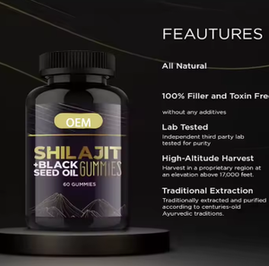 Biocaro OEM shilajit chiết xuất Gummies viên nang Ayurveda mùn FULVIC zuur En sporenondersteuning 85 mineralen shilajit Gummies - Product Image 2
