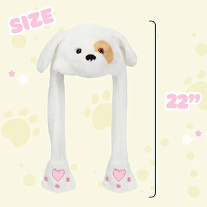 Kawaii 박동 핑크 긴 발 팝업 움직이는 귀 봉제 강아지 재미있는 동물 머리 코스프레 모자 선물 슈퍼 소프트 따뜻한 개 귀 모자 - Product Image 2