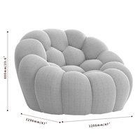 Fauteuil de salon en mousse haute densité avec coussin épais et housse en tissu, siège individuel, fauteuil inclinable pour salon