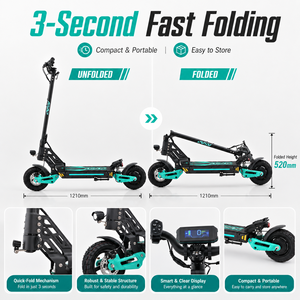 Nuevo Scooter Eléctrico de Dos Ruedas Color Verde para Adultos, Plegable, Todoterreno, Motor Dual Potente, Scooter Eléctrico ASAP 10 Sc - Product Image 3