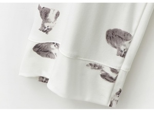 Personalizzato Private Label Cut Cat Stampato Bianco di Notte di Sonno di Usura Modale Traspirante Delle Donne 2 Pezzi <span class=keywords><strong>Pigiama</strong></span> Set <span class=keywords><strong>Pigiama</strong></span> - Product Image 4
