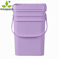 Seau carré en plastique de qualité supérieure, 5 gallons (20 litres), de qualité alimentaire, avec couvercle et poignée