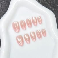Y157 Kaixin Vente en gros Faux ongles à presser Amande Œil de chat Rose pêche nude transparent Brillant Nacré Couverture complète Réutilisables
