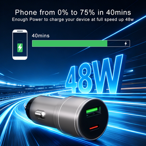 ที่ชาร์จในรถยนต์แบบใหม่ ดีไซน์ทันสมัย 45w ช่องเสียบ USB คู่ รองรับ Qc3.0 และ Pd 48w Type C ชาร์จเร็วสำหรับรถยนต์ - Product Image 4
