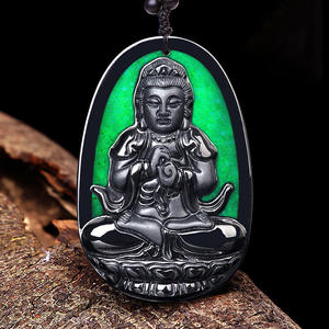Colgante de Jadeíta Negra Natural con los Doce Signos del Zodiaco, Amuleto Protector, Venta al por Mayor para Hombres y Mujeres SX18 - Product Image 2