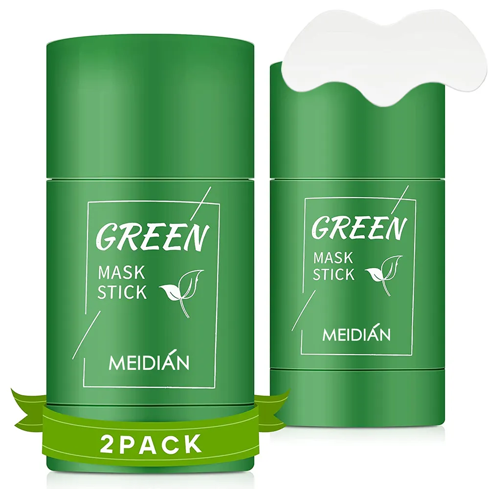 Meidian 2 Pack Nose Patch Green Tea Clay Cream Stick Facial Deep Purifying Blackhead Acne Remove Detox Toning Face Mud Mask