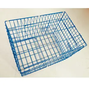 Fabriqué en chine, cage de chien populaire pliable à double porte avec revêtement bleu