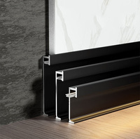 Rodapié de zócalo LED empotrado, línea de cimentación, línea de rodapié LED negra, decoración de línea de rodapié de iluminación de esquina de suelo interior