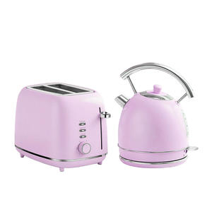 Retro Waterkoker En Broodrooster Set Gekleurde Metalen Theeketel Vintage Roestvrij Staal Broodrooster Custom Elektrische Waterkoker Met Logo - Product Image 3