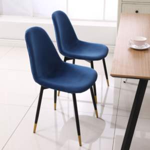 DB Lassan Contemporary Fabric <b>Dining</b> <b>Chairs</b> Set of <b>4</b> Blue with Light Backrest for Living Rooms & Restaurants Home Office - Product Image 2