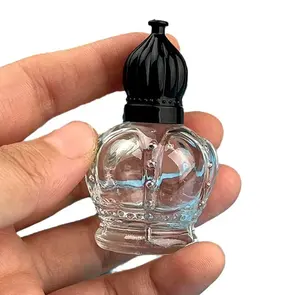 15毫升精油滚筒瓶金冠形香水装瓶便携式旅行电镀雕刻玻璃空瓶