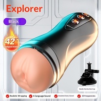 Godet de masturbation interactif entièrement automatique chauffant, péristaltique, en ABS+TPE, 10 modes de vibration, étanche, rechargeable par USB