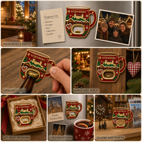 Ouvre-bouteille souvenir en métal personnalisé pour le marché de Noël allemand, aimants de réfrigérateur en forme de tasses à Glühwein : Nuremberg, Dresde, Cologne, Rothenburg