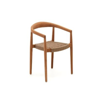 Tik Ağacı Kolçaklı Yemek Sandalyesi Süt Kahverengi Halat Oturma Minderiyle Kombin - Tik Mobilya, Endonezya'da Üretilmiştir
