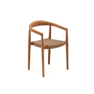 Silla de Comedor con Brazos de Madera de Teca y Asiento de Cuerda Color Marrón Leche - Muebles de Teca Hechos en Java, Indonesia - Product Image 1