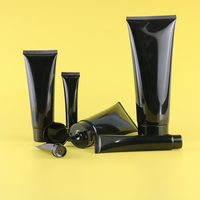 En stock, tube en plastique PE noir, emballage pour nettoyant visage, cosmétique, tube souple à visser