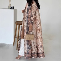 Robe d'été pour femmes du Moyen-Orient Abaya arabe grande taille avec veste plissée imprimée Miyake pour vêtements musulmans