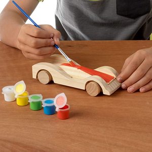 Migliore vendita auto in legno multicolore Kit artigianale in legno fai-da-te vernice 3 auto da corsa - Product Image 1