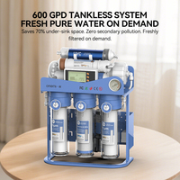 Système d'osmose inverse sans réservoir 8 étapes 600 GPD OEM/ODM avec filtre à eau alcaline minérale et moniteur TDS pour eau potable