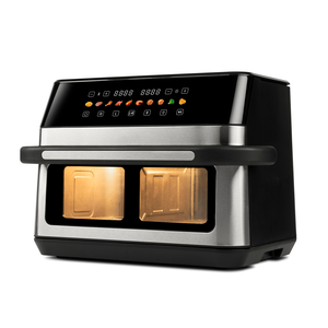 Friteuse à <span class=keywords><strong>air</strong></span> double panier 6+6L en acier inoxydable, sans huile, grande capacité, haute efficacité, facile à utiliser, cuisson rapide, friteuse saine - Product Image 1