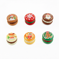Ornement en résine en forme de macaron de Noël, figurine peinte à la main, mini décoration ronde pour cadeau de Noël