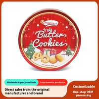 340g biscuits de Noël 340g biscuits au beurre avec goût sucré boîte-cadeau personnalisée étain en vrac exportation emballage sucre gaufrette Type