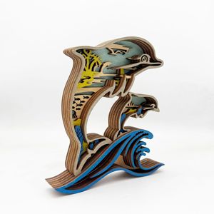 Uionen - Adornos de Madera Tallada con Forma de Delfín, Estilo Oceánico, Decoraciones para el Hogar y la Oficina - Product Image 3