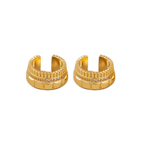 C-Shaped Geometric Clip-On <b>Earrings</b> Zinc Alloy Bezel Setting Party Fashion For Women Without <b>Pierced</b> Ears - Product Image 4