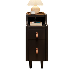 Solid Wood Nightstand 20cm Ultra <b>Narrow</b> <b>Storage</b> Shelf For Bedroom Modern Minimalist Design - Product Image 4