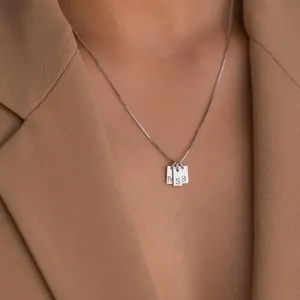 EMANCO - Collar con Colgante de Acero Inoxidable Chapado y Grabado con Nombre Personalizado, Cadena con Letras del Alfabeto, Joyería para Mujer, Venta al por Mayor, Dropshipping - Product Image 3