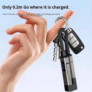 สายชาร์จเร็ว 4 in 1 65W USB-C to Type-C แบบพวงกุญแจ พร้อมสายถักป้อ<span class=keywords><strong>ง</strong></span>กันและวัสดุไนลอน ความยาว 0.2 เมตร สำหรับ iPhone/iPad - Product Image 5