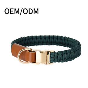 Groothandel Klassiek Zacht Lederen Halsband Set Stijlvolle Stevige Gevlochten Waterdichte Gouden Gesp Grote Middelgrote Kleine Honden - Product Image 1
