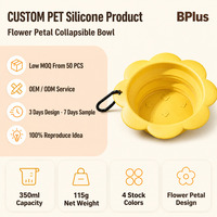 Mangkuk Anjing Silikon Bunga BPlus 350ml 115g Tahan Suhu -40C hingga 230C Dapat Dilipat MOQ 50 Aman untuk Mesin Cuci Piring Sesuai Standar SGS