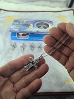 Pendentif Cage de perles d'eau douce unisexe à la mode collier chaîne à maillons couleur océan alliage en forme de croix pour les cadeaux de fête de Noël
