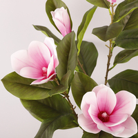 Bunga Magnolia Artifisial Grosir untuk Dekorasi Rumah, Bunga Latex Putih untuk Dekorasi Pernikahan dengan Daun Hijau untuk Acara