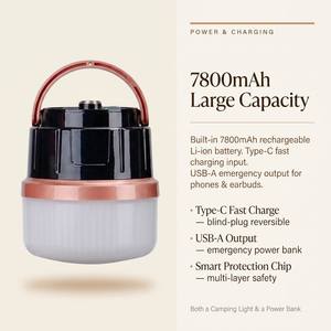 Lanterne de camping LED à 3 modes de couleur, gradation progressive, longue autonomie, batterie externe magnétique, IP65, rechargeable - Product Image 6