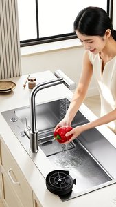 Fregadero de Cocina Grande de Acero Inoxidable SUS304 con Superficie Nano para Conversión de Doble a Fregadero Individual - Product Image 2