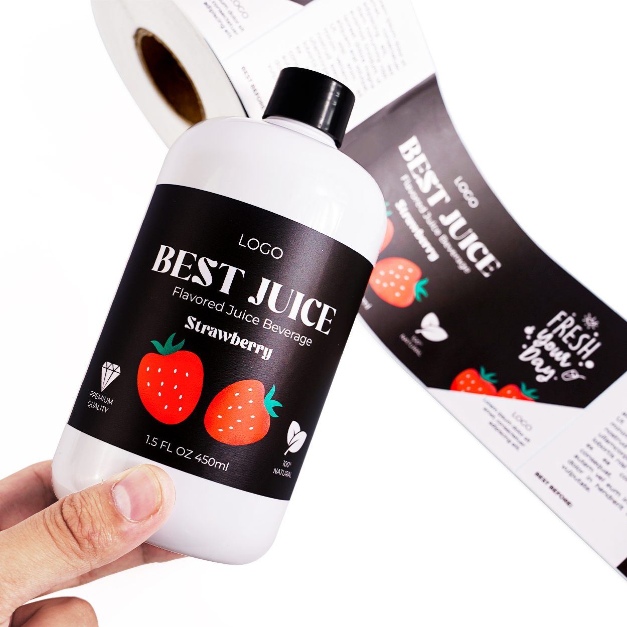 Etiquetas de botellas de jugo
